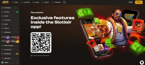 SlotLair operator-hosted mobile installation page with its account and access information