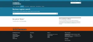 UK Gambling Commission public business register and its business-name search field